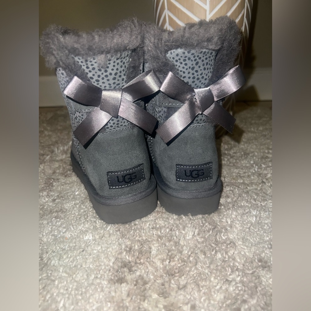 UGG Charcoal Fleece Boots with Bow